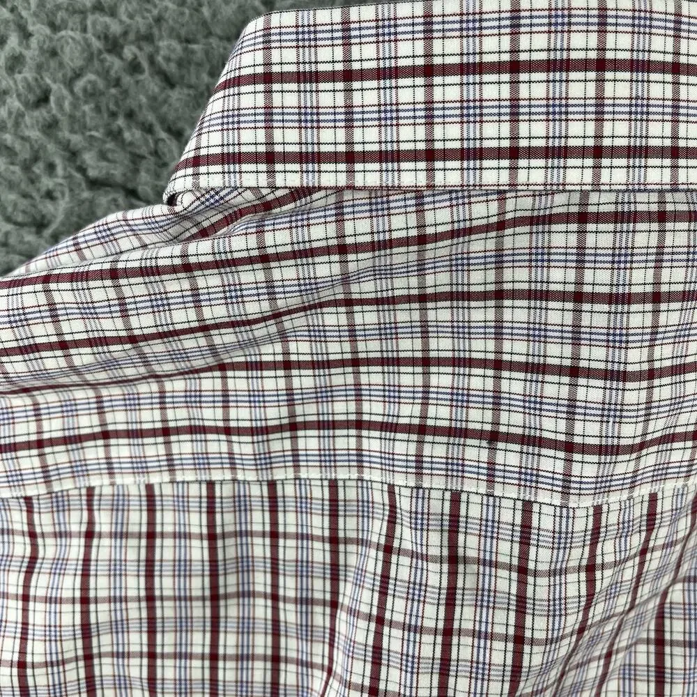 Banana Republic Shirt Mens Large Red Blue Non Iron Slim Fit Long Sleeve Button